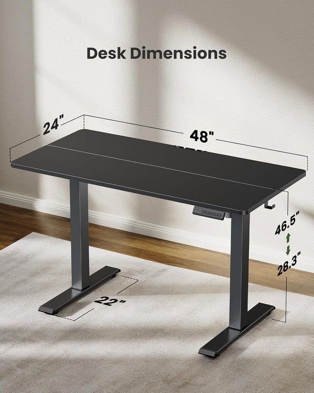 48"x24" Electric Standing Desk Adjustable Sit Stand Computer Desk Black 3 Preset2