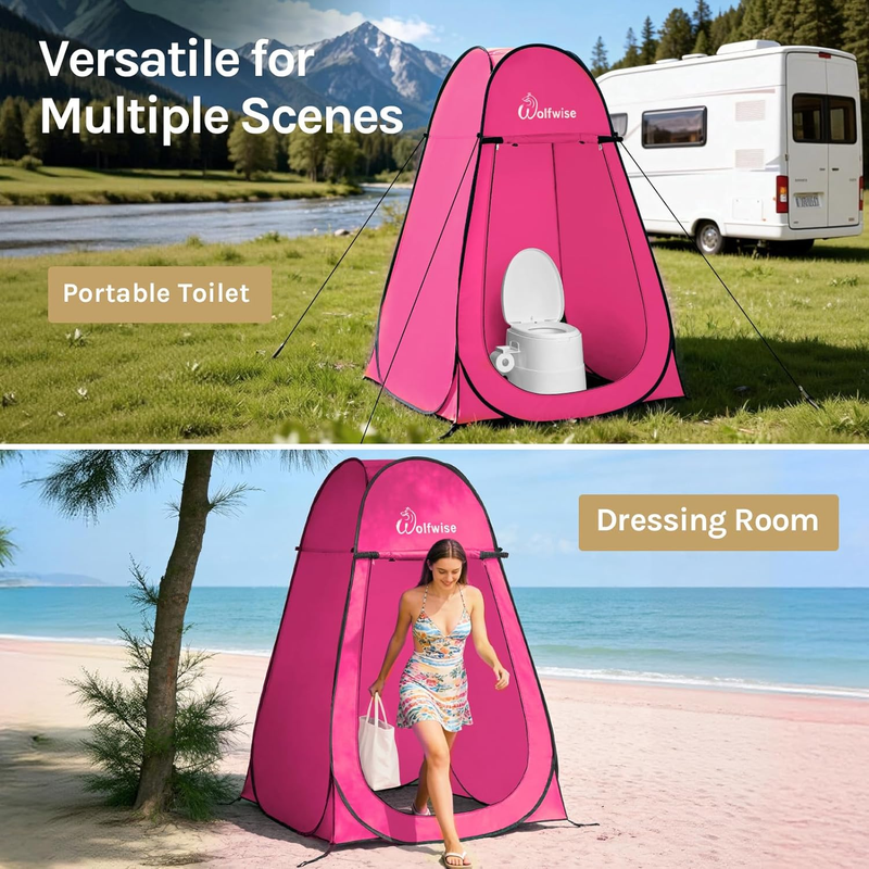 Pop Up Shower Tent Camping Portable Privacy Changing Carry Bag Rose Red4