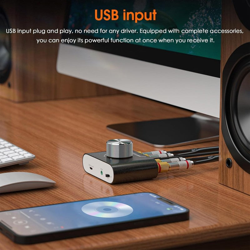 Mini Bluetooth 5.0 Stereo Hi Fi Amp 2×50W Aux/USB/Wireless PC Audio Black3