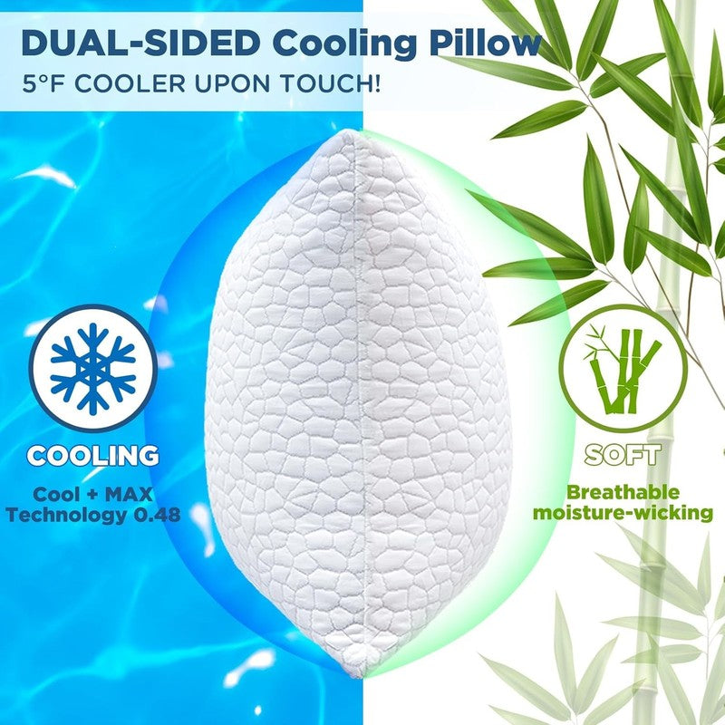 Cooling Pillows Queen Set of 2, Shredded Memory Foam, Adjustable Firm Pillow1