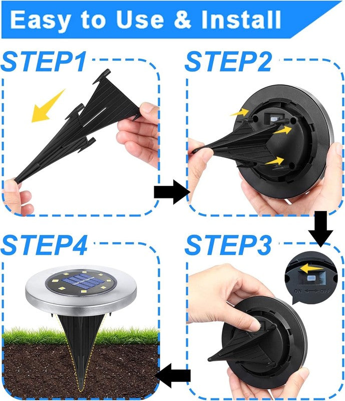 12 Pack Solar Ground Lights   Waterproof LED Landscape Lighting for Outdoors4