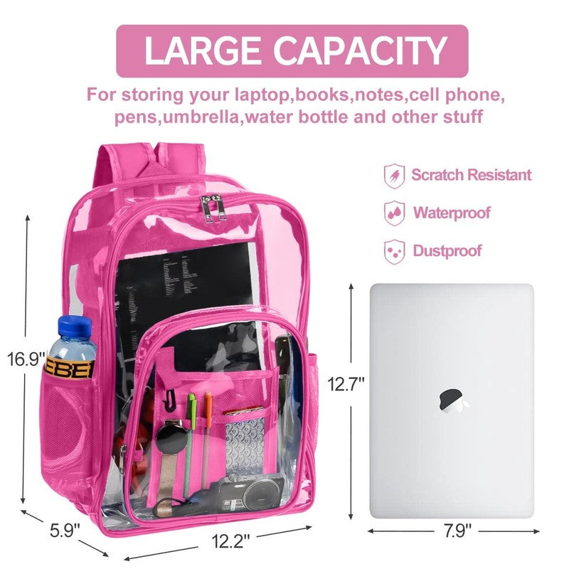 Waterproof Clear Backpack Heavy Duty PVC Transparent Large Capacity Backpack wit4