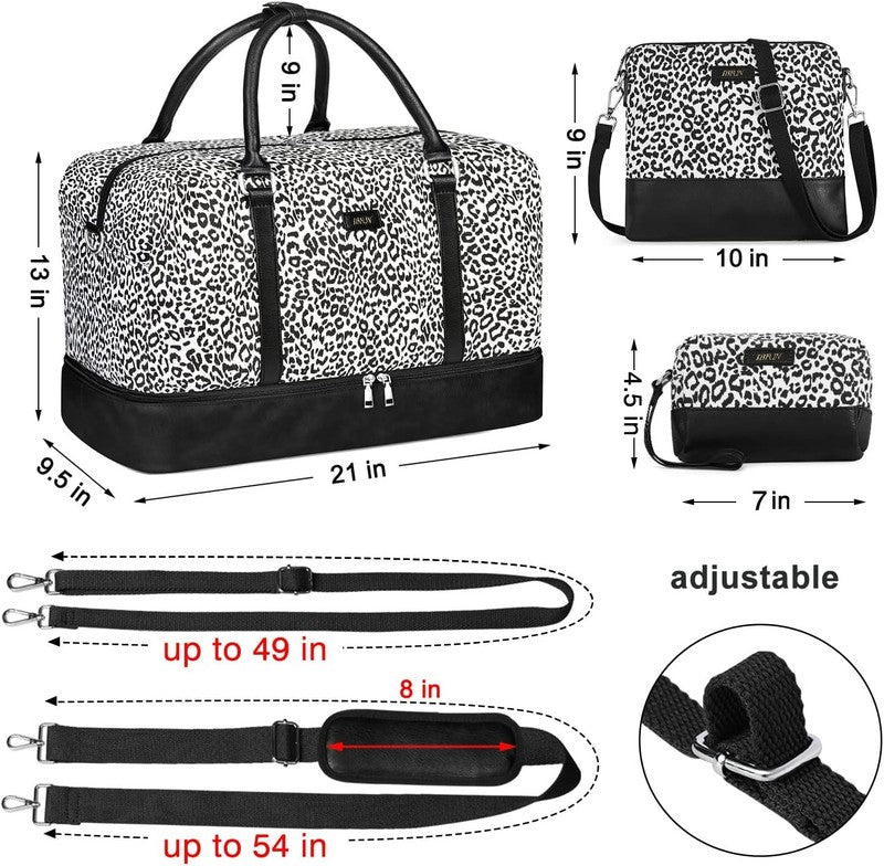 21in Women Weekender Duffle Bag 3Pc Set Carry On Travel Shoe Compartment5