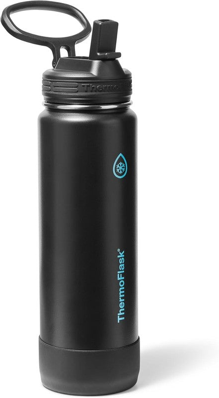 24oz Insulated Water Bottle Stainless Steel Straw Lid Leakproof Hot Cold1