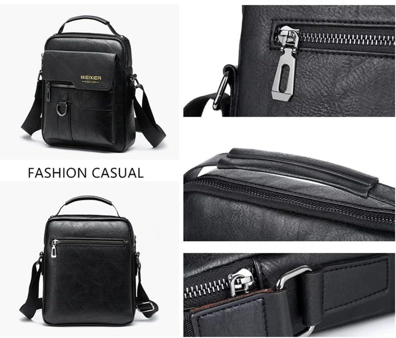 Vintage Leather Messenger Bag Crossbody Shoulder Bag Zipper Buckle Handbag3