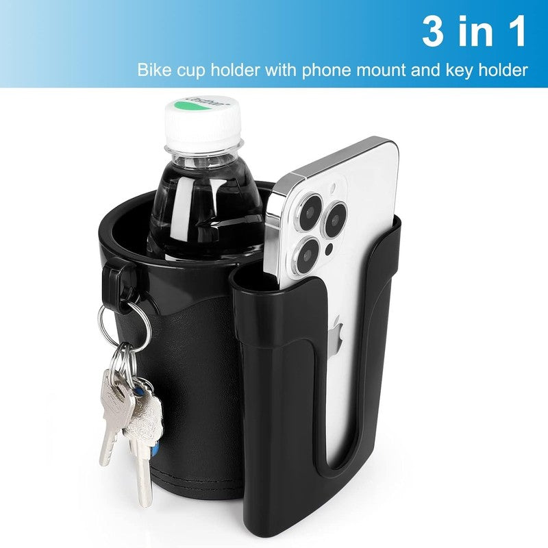 3-In-1 Bike Cup Holder with Cell Phone Keys Holder, Bike Water Bottle Holders, U8