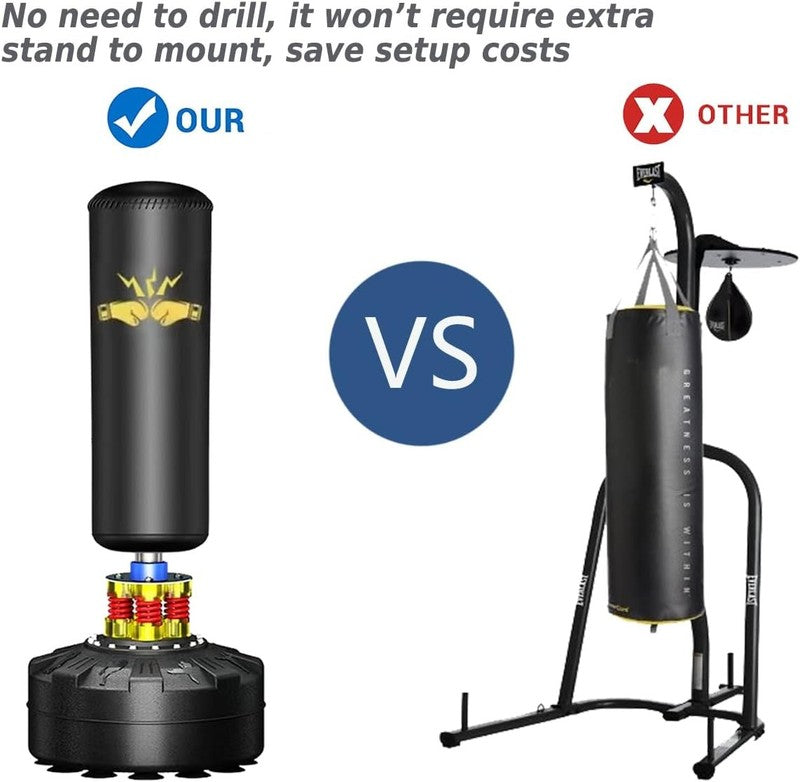 70in Freestanding Punching Bag w Stand Suction Cup MMA Muay Thai Fitness1
