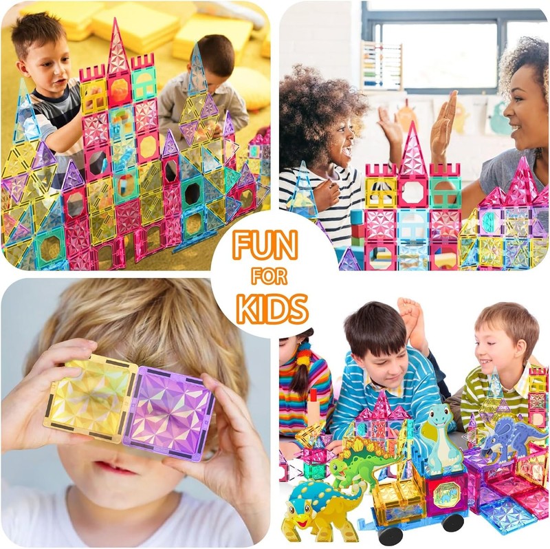 110PCS Magnetic Tiles Building Blocks STEM Toy Educational Kit Ages 3–9+7