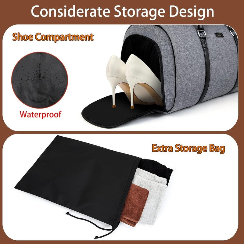 2in1 Garment Duffle Bag Shoe Compartment 4Pc Set Travel Carry On1