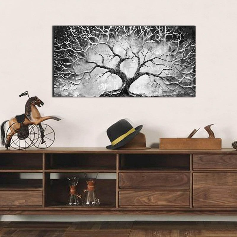 Modern Black and White Tree Wall Art for Living Room or Bedroom 20" X 40"2