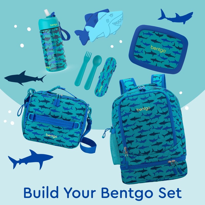 Kids 2 in 1 Backpack and Insulated Lunch Bag Shark Print Water Resistant School5