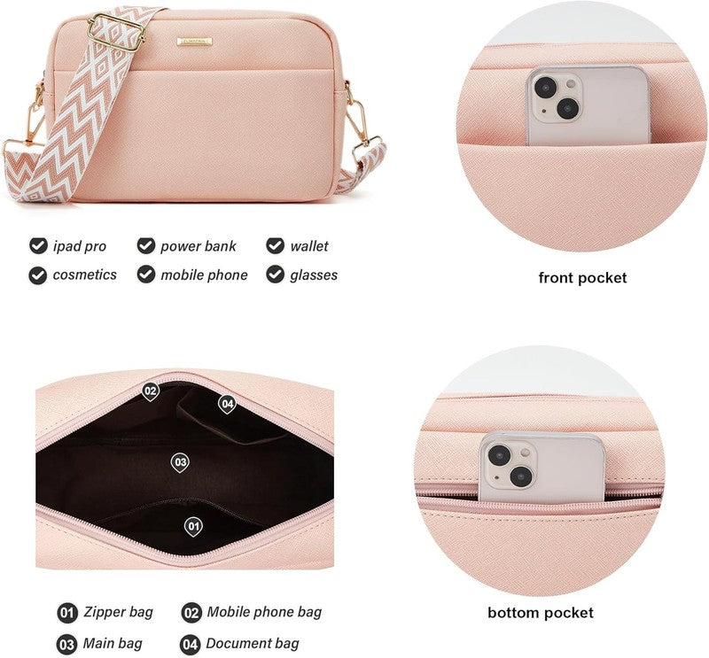 Women Fashion Synthetic Leather Handbag Set 3PCS Tote Shoulder Satchel Purse4