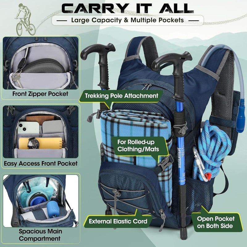 Hydration Backpack with Water Bladder, 18L Lightweight Hiking Backpack for Women3