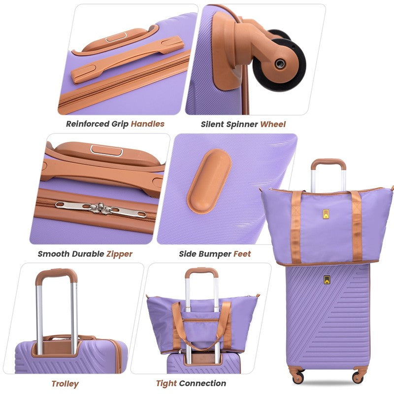 3 Piece Carry on Luggage Sets, Hardside Suitcase Set with Double Spinner Wheels,4