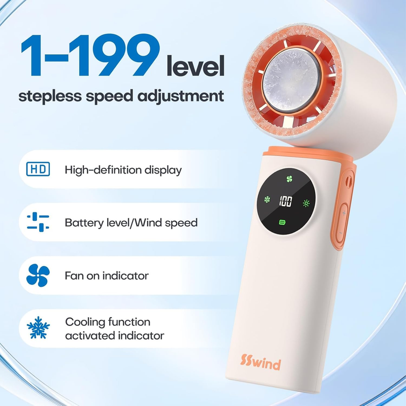 Ice Cooling Handheld Fan 6000mAh 199 Speed Turbo 20000RPM Portable White8