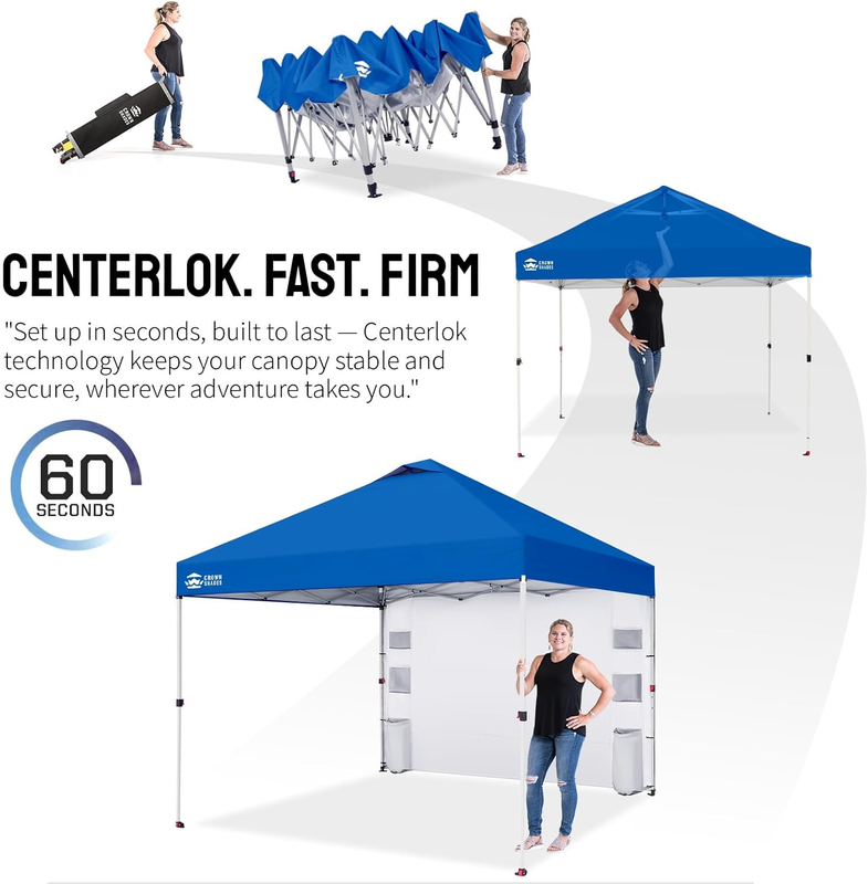 Crown Shades 10x10 Outdoor Pop Up Canopy Tent Easy Setup Sun Shelter Blue5