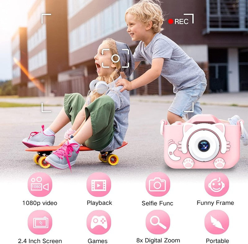 Kids Digital Video Camera Toy w/ Cartoon Cover 32GB SD Card Ages 3 82