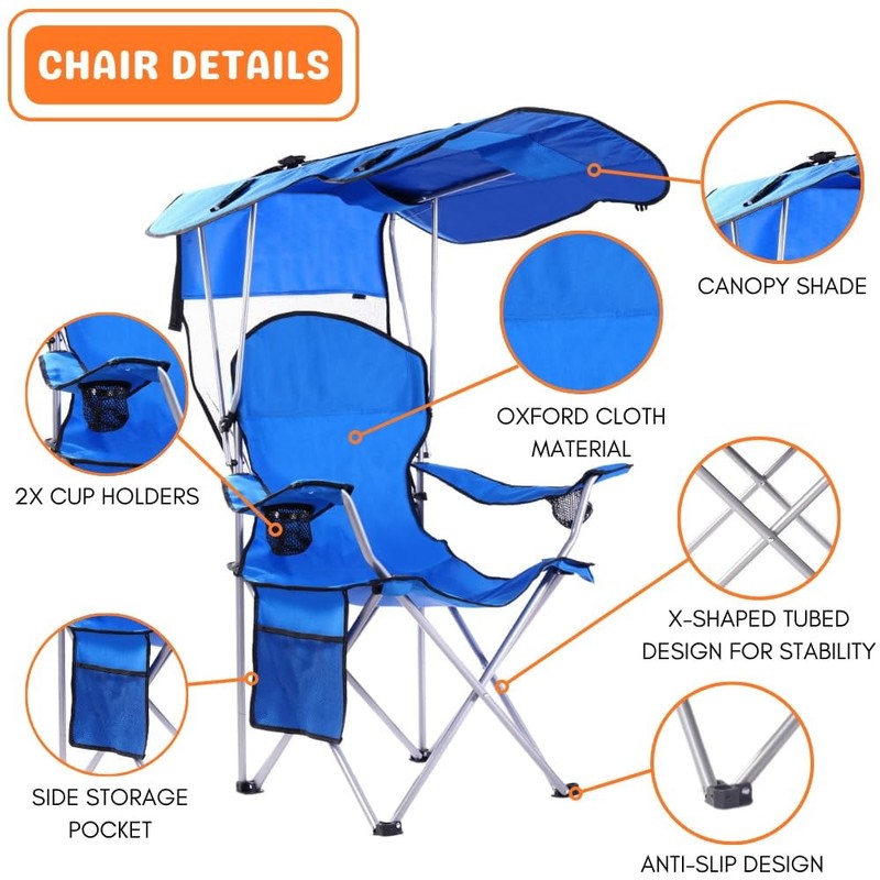 Camping Chair with Canopy Portable Camping Chairs with Shade for outside Folding1
