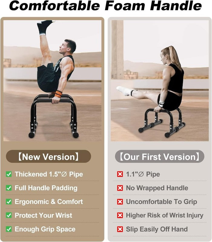 14" Push Up Parallettes & Dip Bars Heavy Duty Foam Handle Calisthenics L Sit4