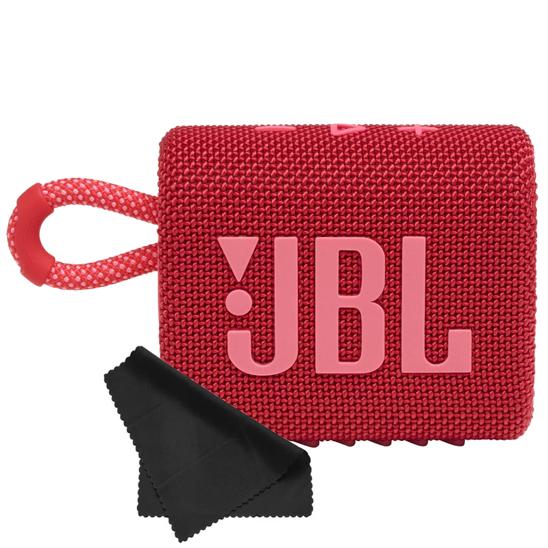 JBL Go 3 Portable Bluetooth Waterproof Mini Speaker Red with Cleaning Cloth8