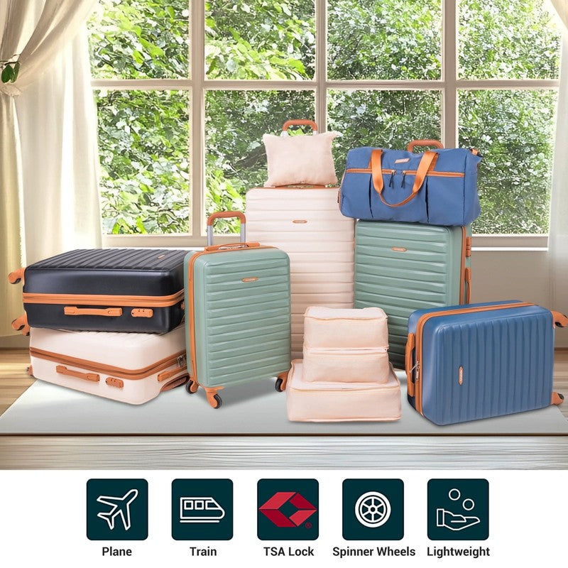 3Pc Hardside Luggage Set TSA Spinner Suitcase Duffle Packing Cubes Beige7