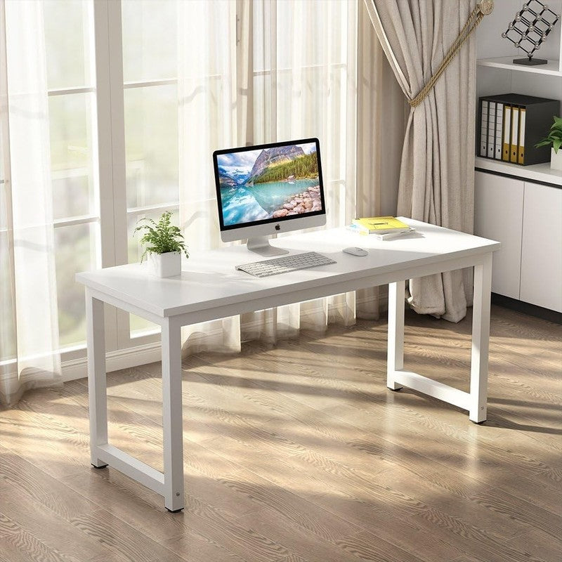 55" Computer Desk Large Office Study Writing Desk White Home Office1
