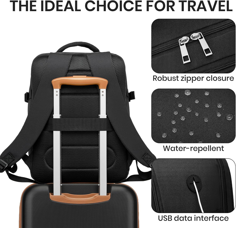 3pc Carry On Luggage Set TSA Lock Spinner Wheels Hardshell Black Brown2