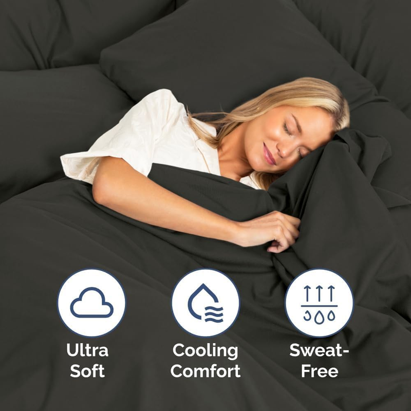 Queen 4 Piece Sheet Set Cooling Hotel Luxury Deep Pocket Charcoal3