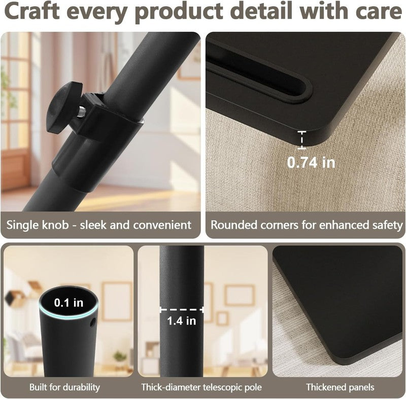 360° Swivel Adjustable Sofa Arm Tray Table Black Side Table2