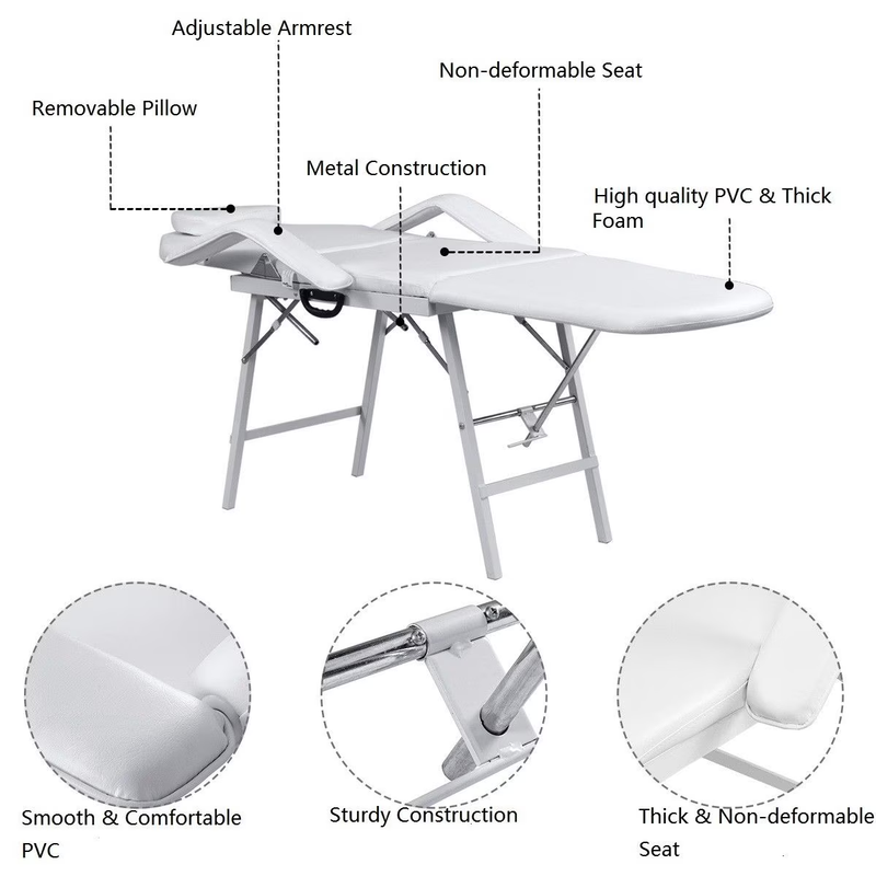 Costway Portable Tattoo Parlor Spa Salon Facial Bed Beauty Massage Table Chair4