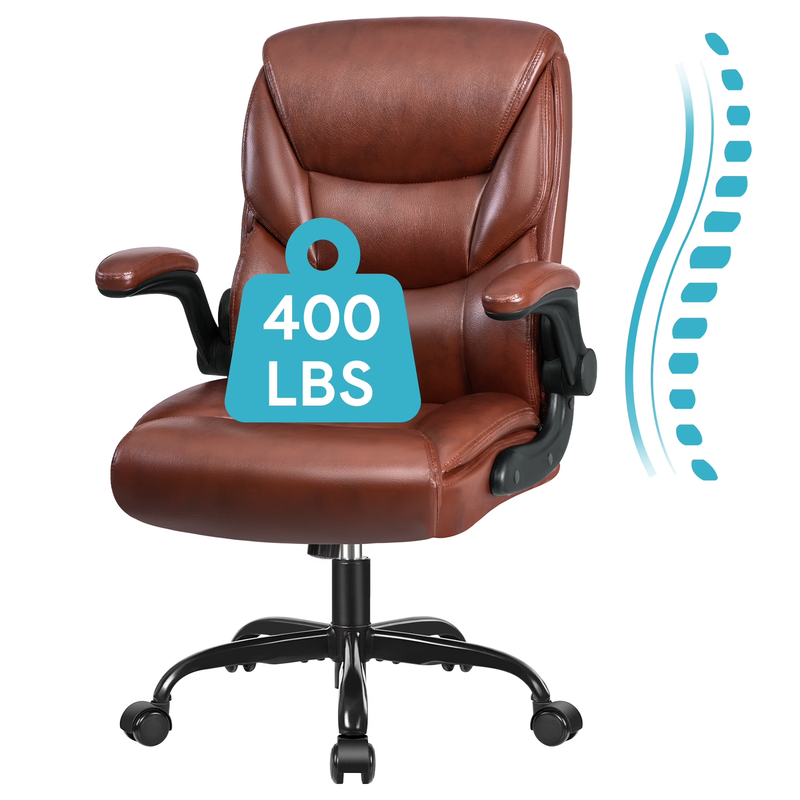 High Back Leather Office Chair 400LB Adjustable Desk Chair Dark Brown10