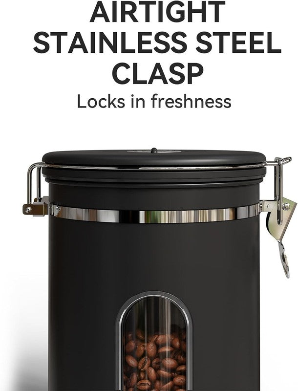 Coffee Canister with Window,Airtight Stainless Steel Pantry Container,Home Kitch3