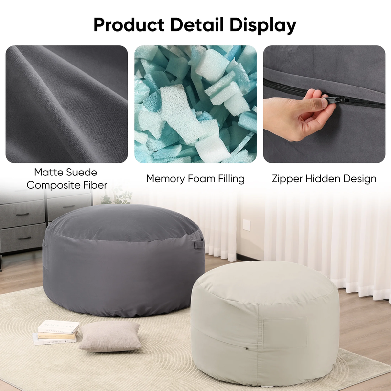 Bean Bag Sofa Chair 4Ft, Removable and Washable Matte Velvet Fabric Cover, Memor2