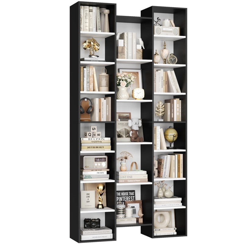 21-Cube Bookcase, 71’’ Tall Wooden Bookshelves with Adjustable Shelves, Triple W6