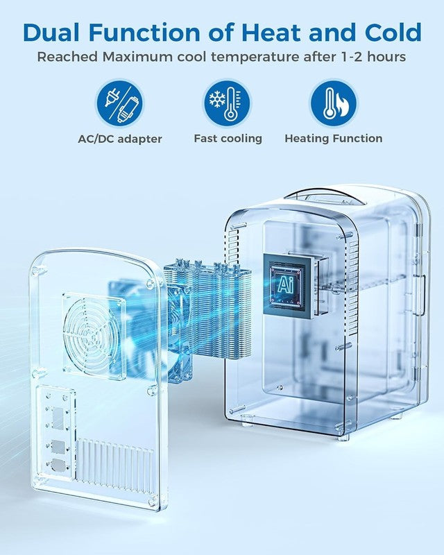 Mini Fridge, Portable 4L/6 Can Electric Plug in Cooler & Warmer Suit Office Desk4