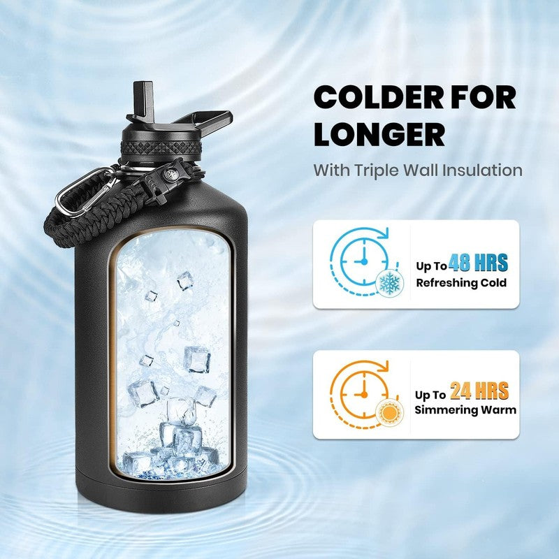 One Gallon Water Bottle Insulated, Triple Walled Vacuum Stainless Steel (Cold fo1