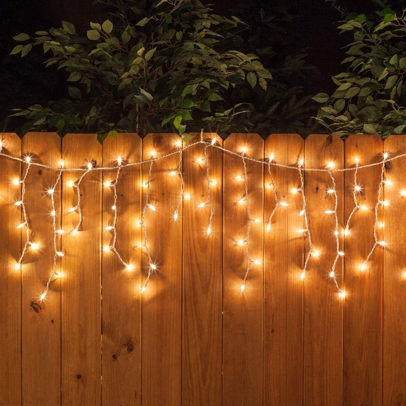 8.5 Ft 150 Clear Icicle Lights   White Wire, Indoor/Outdoor Christmas Icicle Lig8