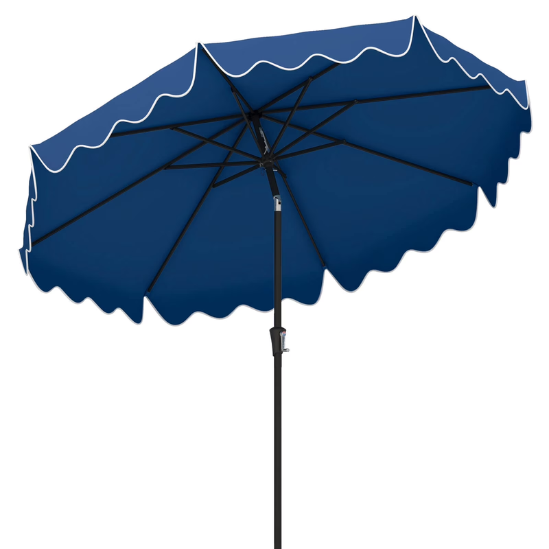 9FT 2-Tier Patio Umbrella – Sun-Protective Market Table Umbrella, Navy0