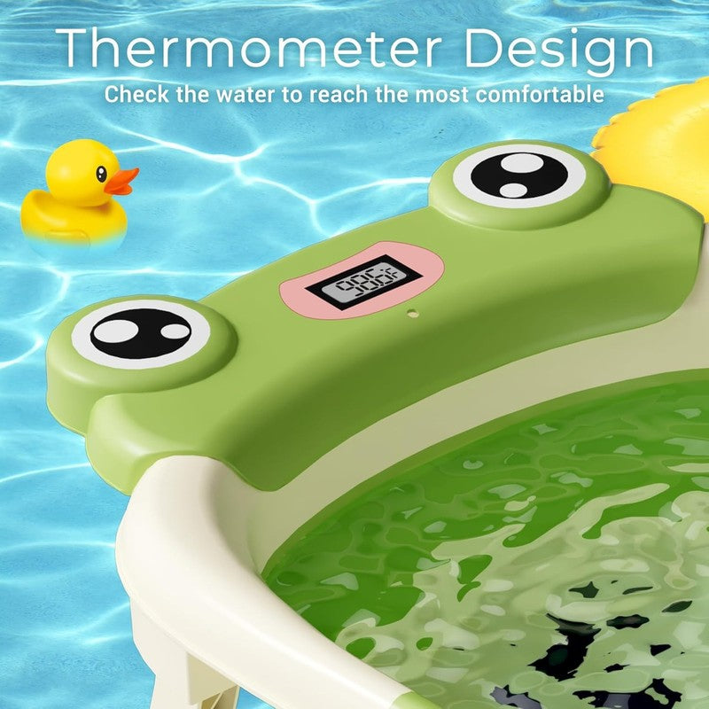 Collapsible Baby Bathtub with Cushion & Thermometer, Green (0 24 Months)5