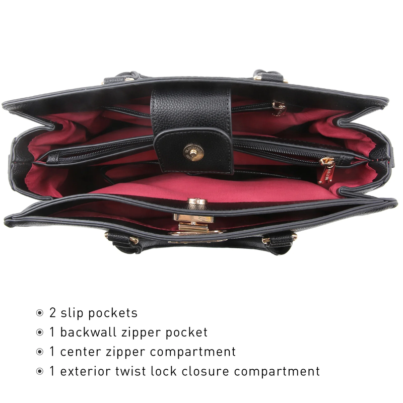 Womens Satchel Handbag Tote Work Shoulder Bag with Matching Clutch5