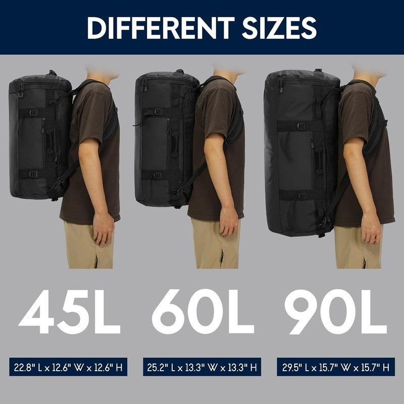 45L Duffle Backpack Black Travel Gym Water Resistant Shoes Compartment5