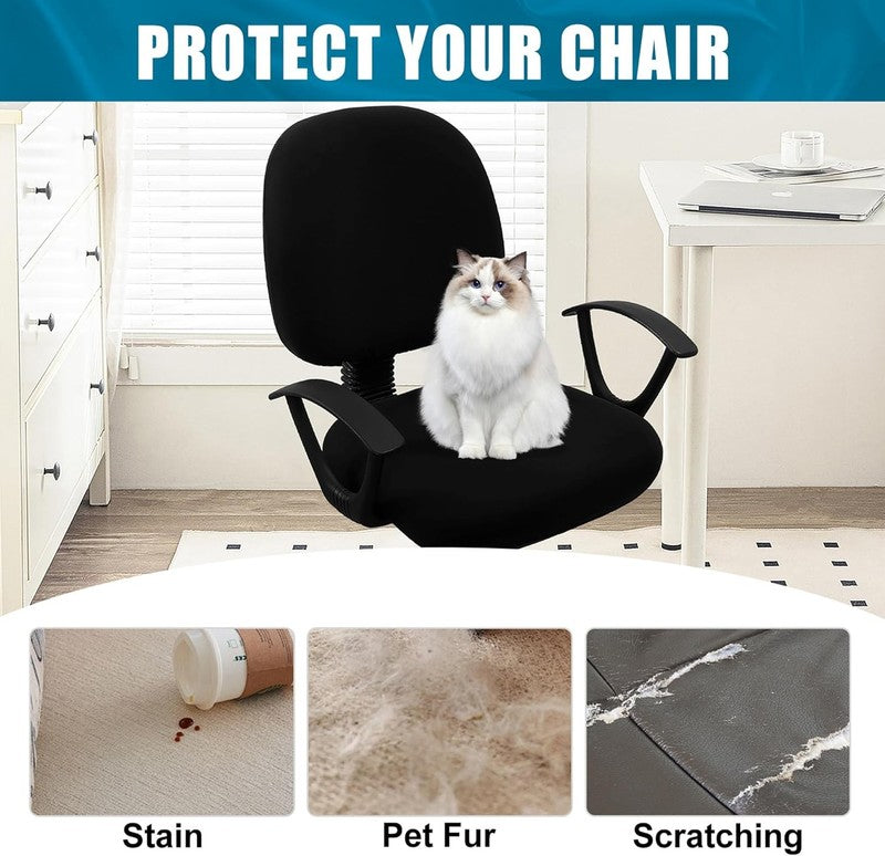 Universal Stretch Chair Covers for Office   Washable Black Slipcovers7
