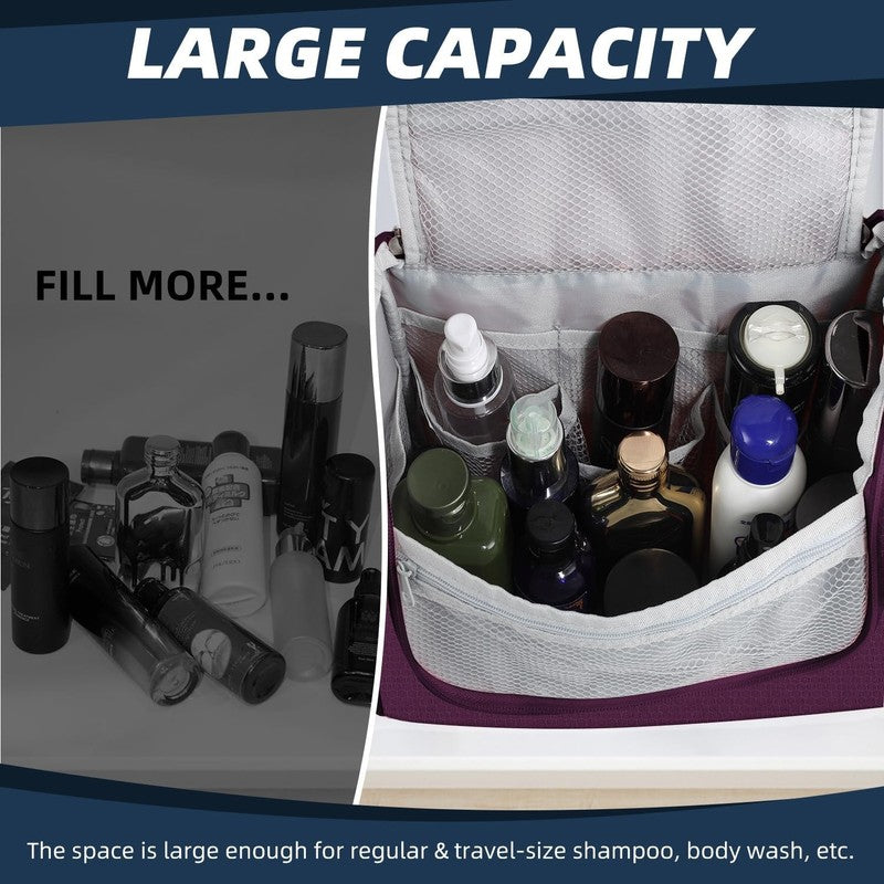 Large Hanging Toiletry Bag Travel Dopp Kit Water-Resistant Men & Women Purple3