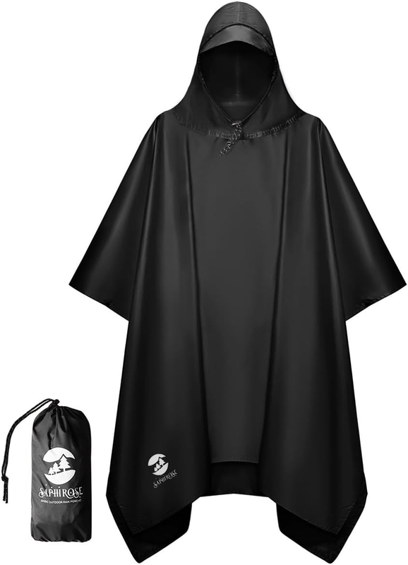 Hooded Rain Poncho Waterproof Raincoat Jacket for Men Women Adults9