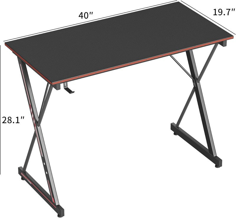 40" Gaming Desk PC Computer Table Carbon Fiber Home Office Workstation w/ Hook2