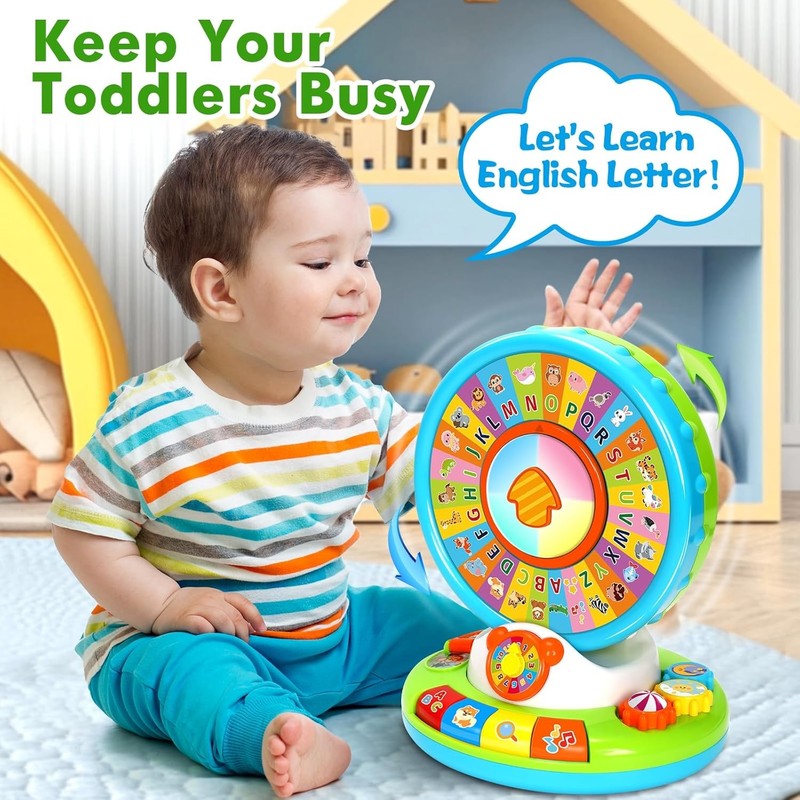 Learning Toy for Kids 1 2 3 Year Old Boys Girls, Spin and Sing Alphabet Zoo with4