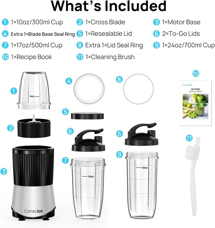 Personal Blender 900W for Shakes, Smoothies, Baby Food + 3 Cups7