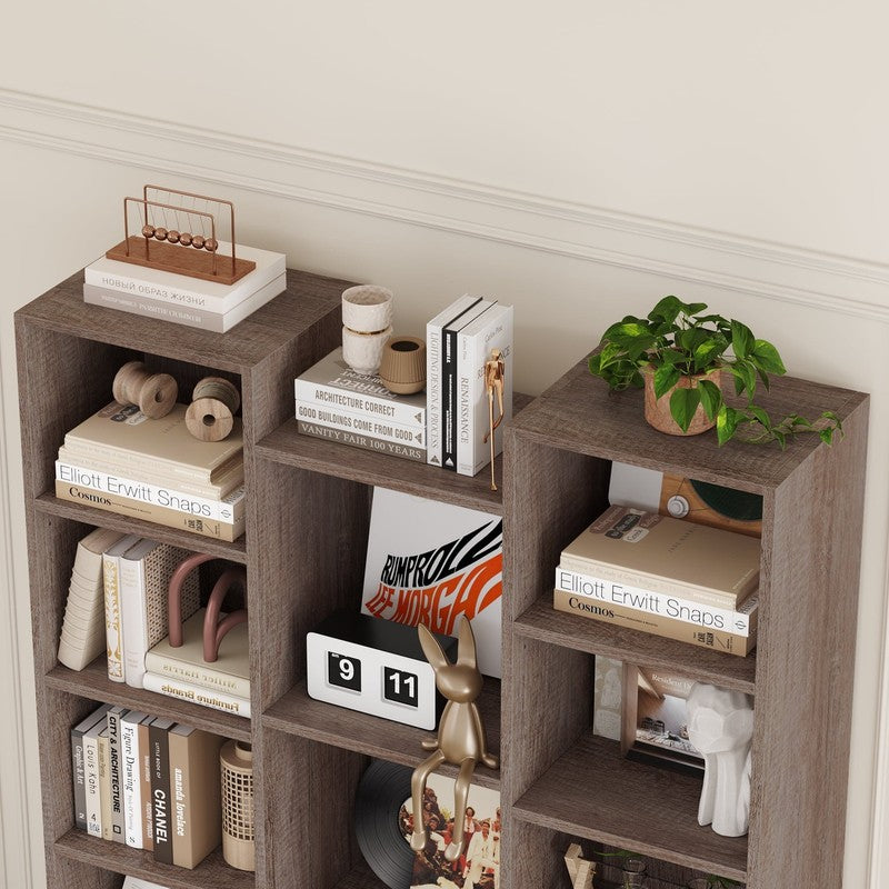 21-Cube Bookcase and Bookshelves with Adjustable Shelves, 71.3'' Triple Width Op6