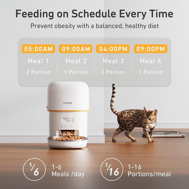 Automatic Cat Feeder 2L, Timed Pet Food Dispenser with 180 Day Battery Life1
