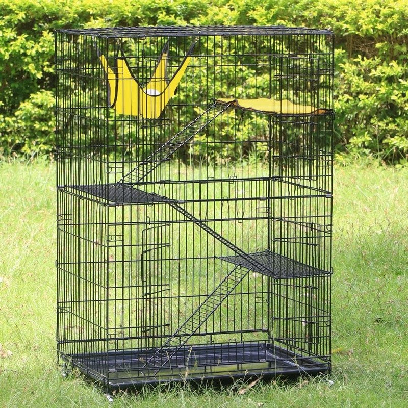 49" 4 Tier Collapsible Metal Cat Cage Kennel w/Casters Ramp Hammock Indoor8